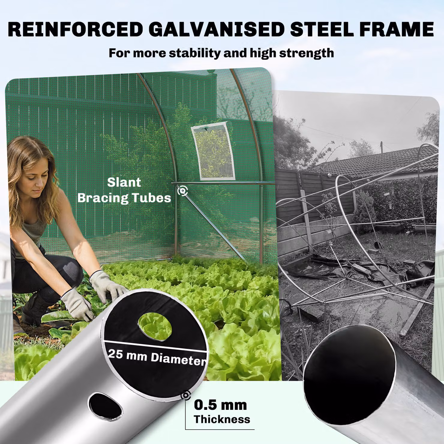 Outsunny Green Walk-in Polytunnel Greenhouse with Hinged Door and Windows, W/D/H: 400 x 300 x 200 cm – 4