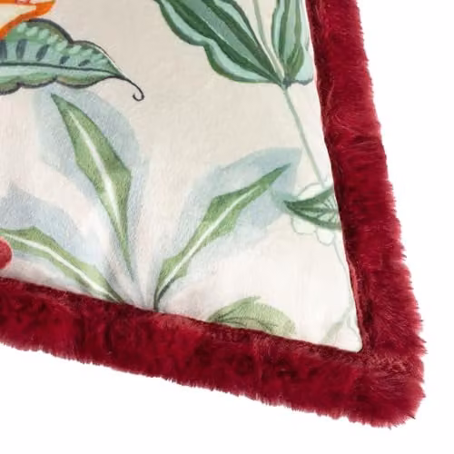 Wylder Beatrice Multicolour Floral Velvet Cushion with Faux Fur Trim, W/D/H: 50 x 50 x 50 cm – 3