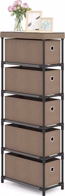 Costway Industrial 5 Drawer Dresser in Brown