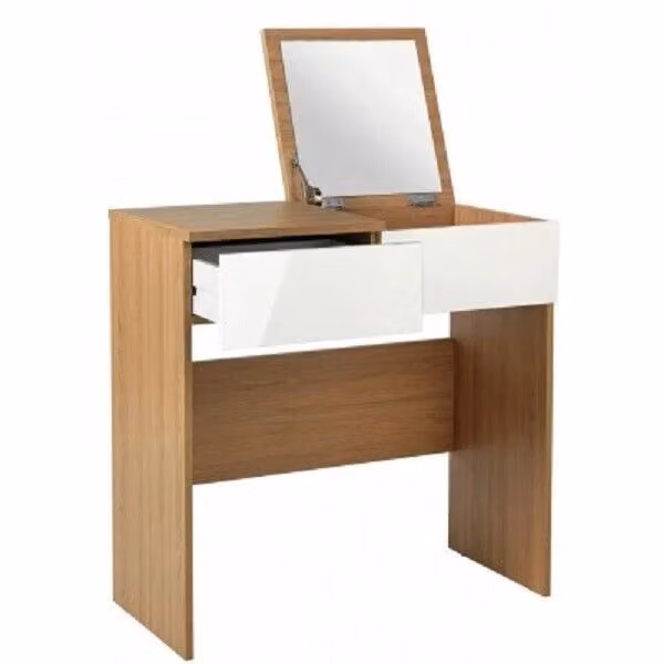 Malibu Dressing Table Mirror in White Gloss and Oak Effect