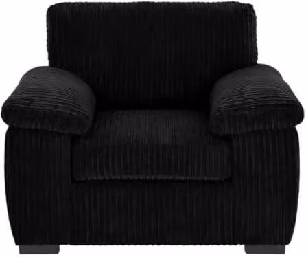 LUXURY LIFE Collingdale Black Jumbo Cord Fabric 1 Seater Swivel Sofa with Armrests, W/D/H: 120 x 90 x 90 cm