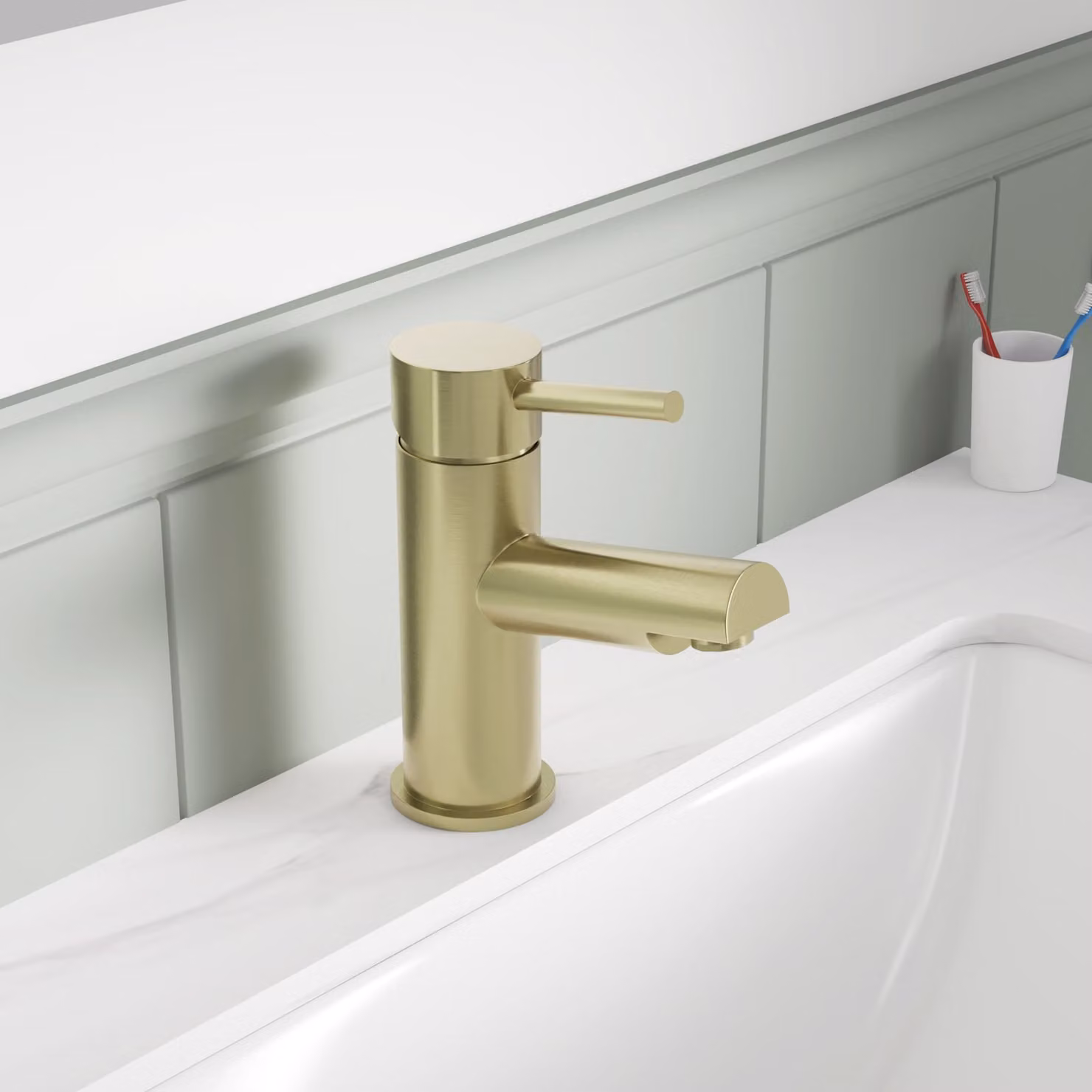 Royal Bathrooms Single Lever Brushed Brass Countertop Basin Mixer Tap