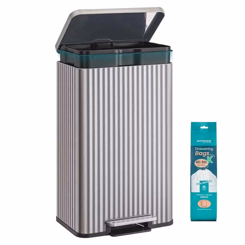 The Bazaarist Stainless Steel Kitchen Pedal Bin with Soft Close Lid and Removable Inner Bucket, Silver – 2