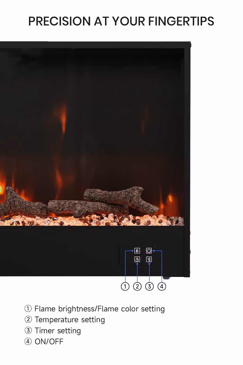 H&O Direct Black Wall-Mounted Recessed Rectangular Electric Fireplace with App Control – 4