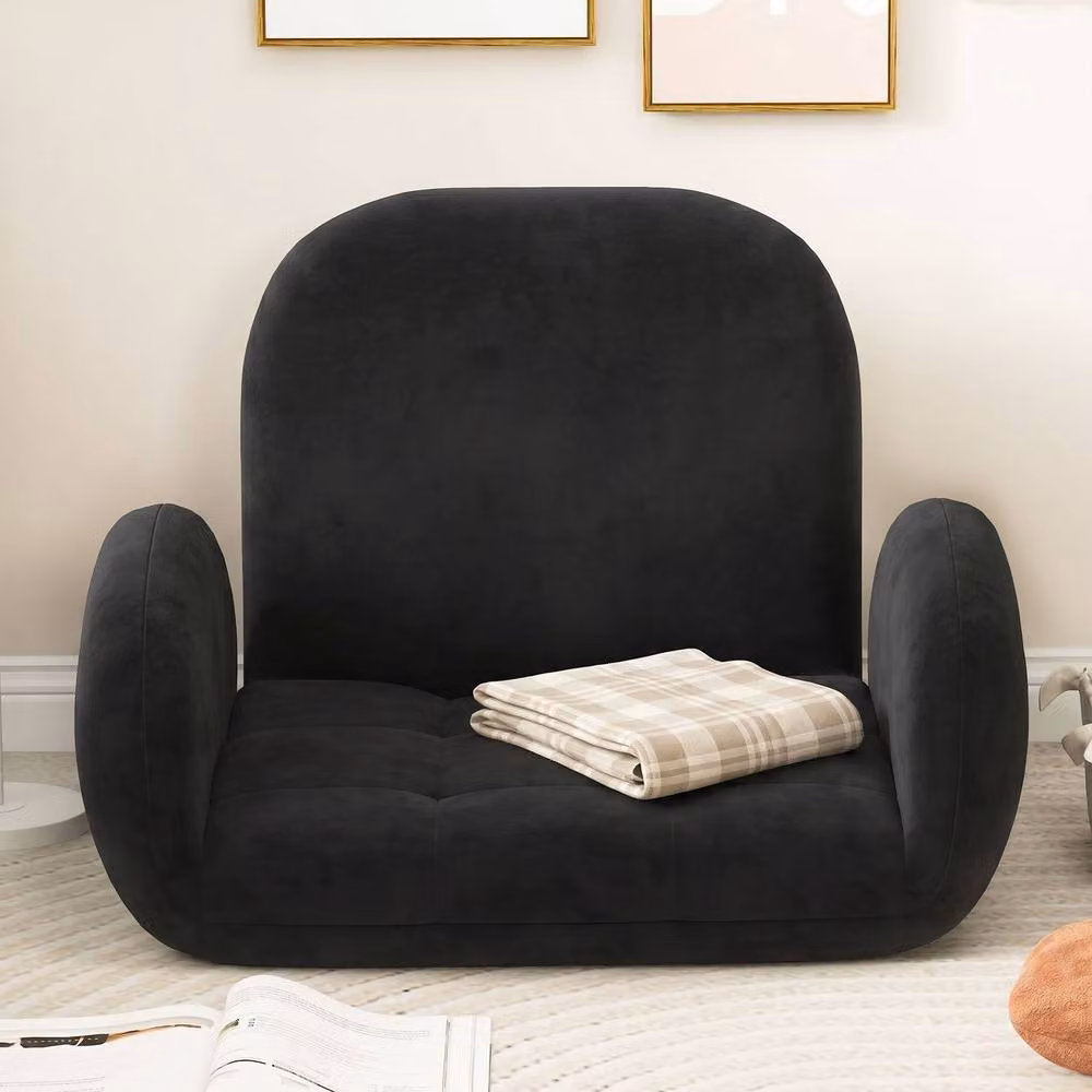 Costway Modern Black Microfibre Gaming Floor Chair with 3-Position Backrest and Metal Frame – 2