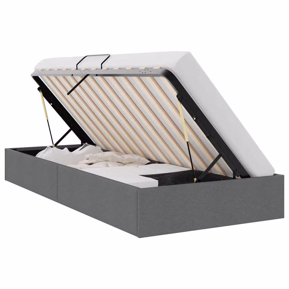 Berkfield Home Modern Fabric Storage Bed in Dark Grey, W/D/H: 100 x 200 cm – 2