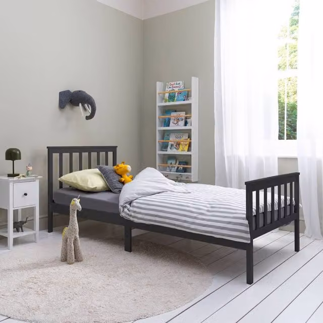 Nöa and Nani Otis Upholstered Single Bed Frame with Drawers, Anthracite Grey, 90 x 190 cm