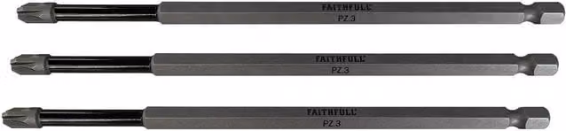 Faithfull Pozidriv Impact Screwdriver Bits, Multi Colour