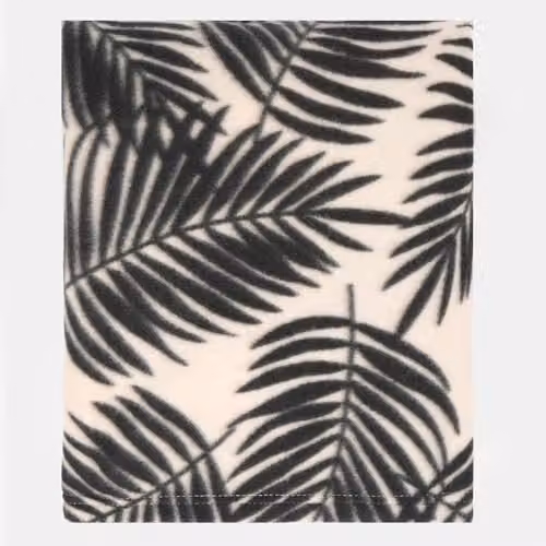 OHS Floral Fleece Throw Blanket with Palm Leaf Print in Beige and Black, W/D/H: 120 x 150 cm – 3