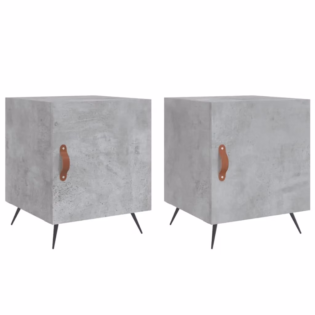 Berkfield Home Set of 2 Modern Bedside Cabinets in Concrete Grey, W/D/H: 40 x 40 x 50 cm