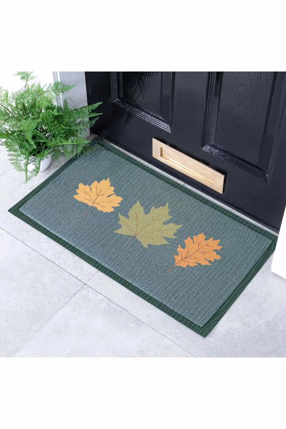 Artsy Mats Autumn Leaves Green Indoor Outdoor Doormat W/D: 70 x 40 cm – 2