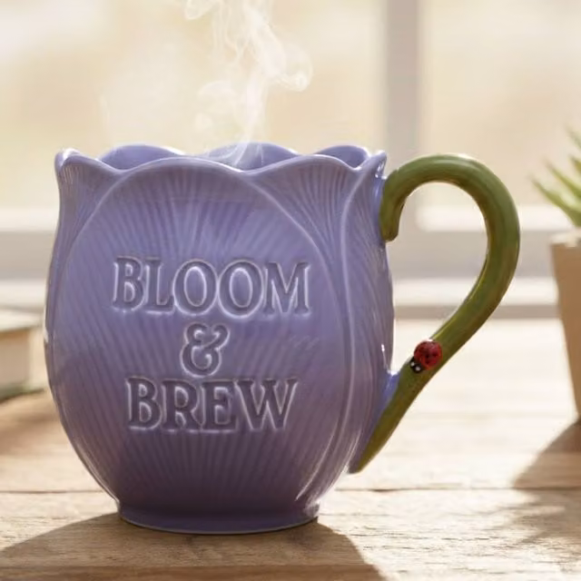 Boxer Gifts Bloom & Brew Tulip Flower Ceramic Mug in Purple