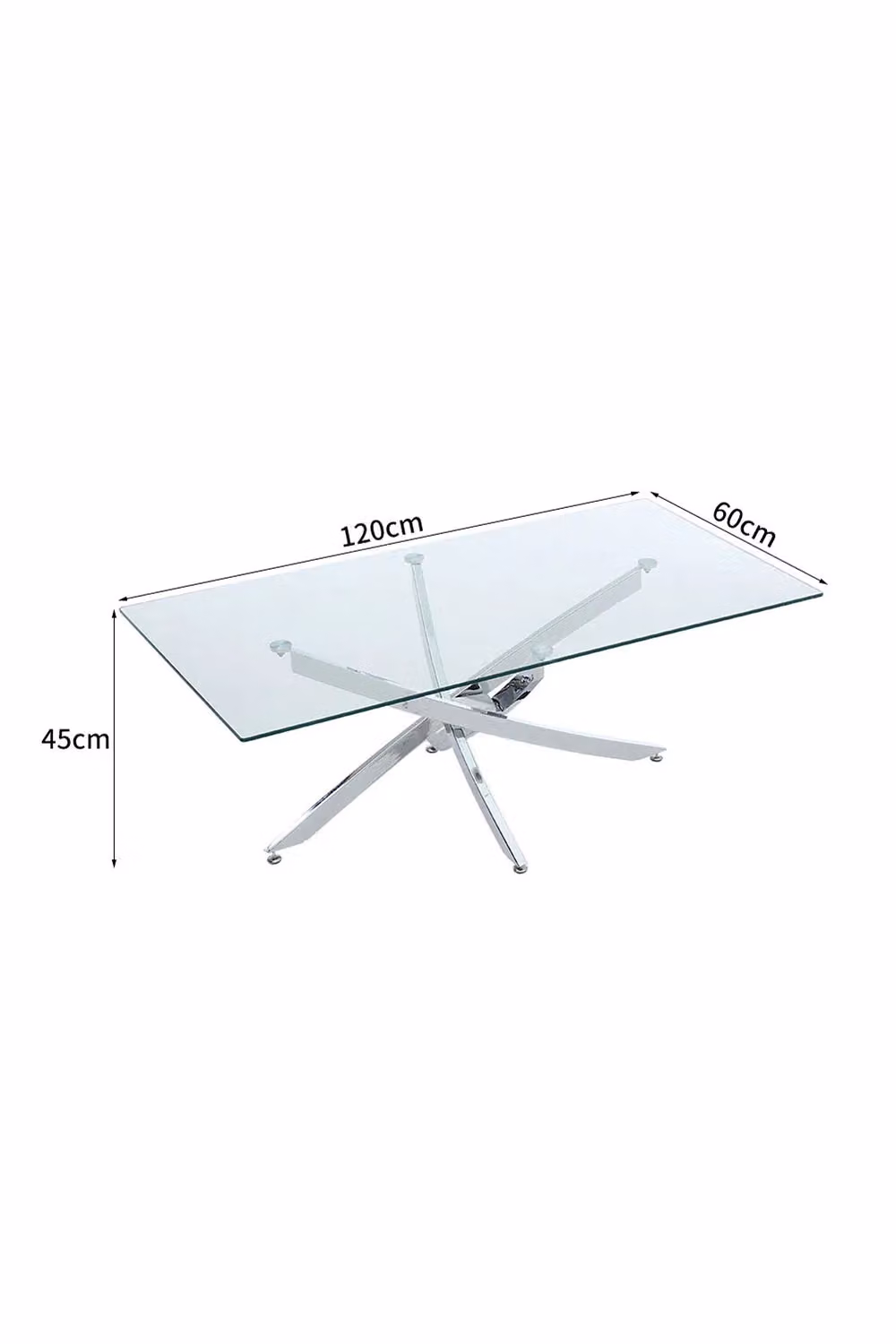 Living and Home Modern Square Clear Tempered Glass Coffee Table with Silver Metal Legs – 3