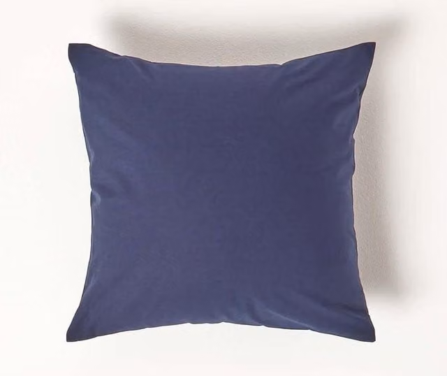 Homescapes Blue Egyptian Cotton Percale Pillowcase with Zip, W/D/H: 40 x 40 x 40 cm, 200 TC – 1