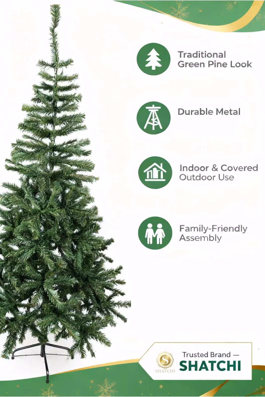 Shatchi 6ft Boston Pine Artificial Green Christmas Tree with 478 Tips – 6