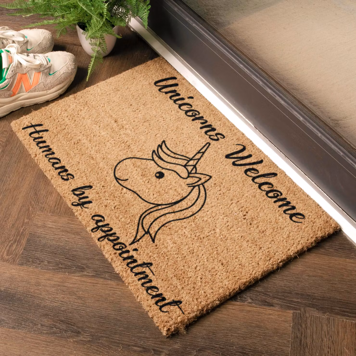 Artsy Mats Unicorns Welcome Humans By Appointment Doormat, Black, W: 60 cm, D: 40 cm – 2