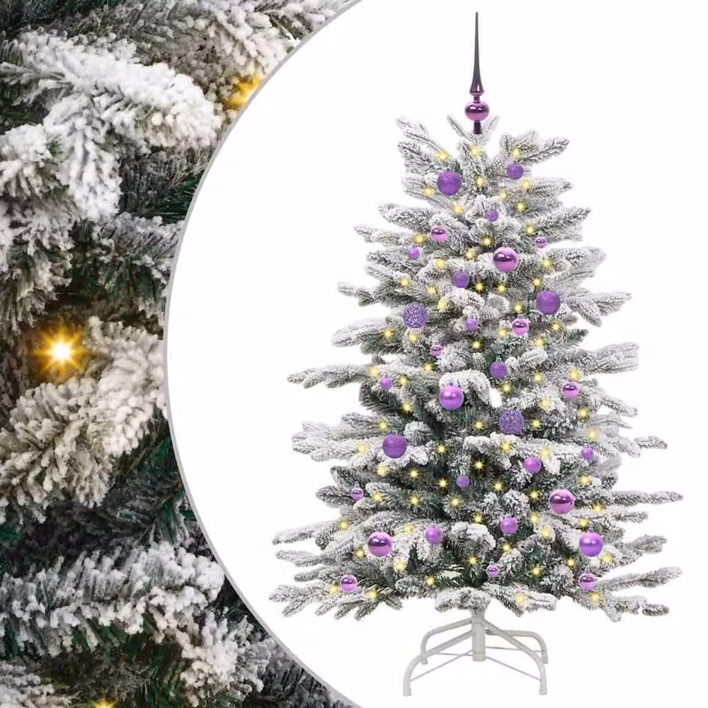 Berkfield Home Elegant Artificial Hinged Christmas Tree, White, Height: 150 cm – 3