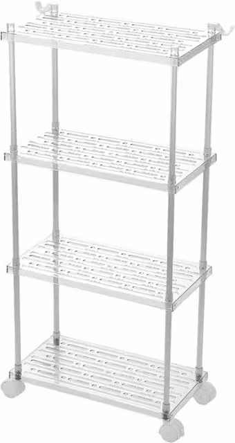 Living and Home 4-Tier Plastic and Metal Freestanding Storage Cart in Transparent Clear