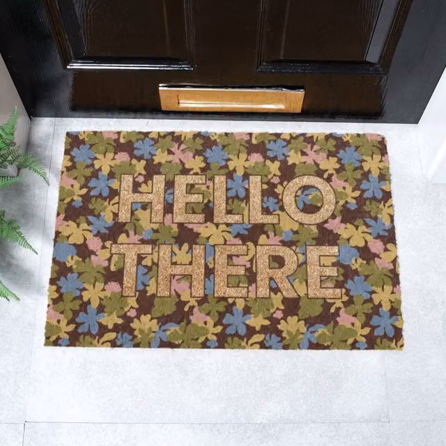 Artsy Mats Hello There Spring Doormat, Multicolour Floral Coir and Natural Rubber, W: 60 cm, D: 40 cm