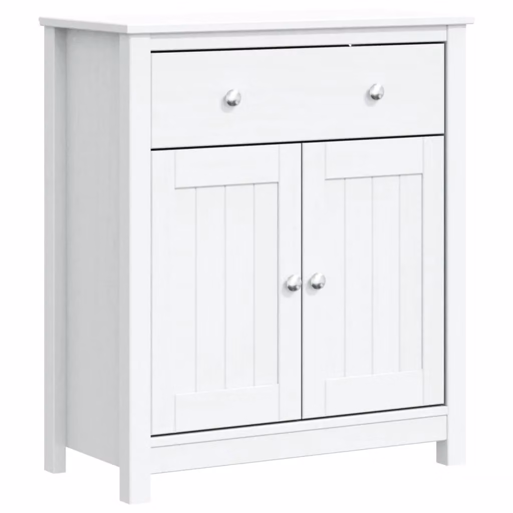 Berkfield Home BERG White Bathroom Cabinet in Solid Pine Wood, W/D/H: 69.5 x 34 x 80 cm – 2