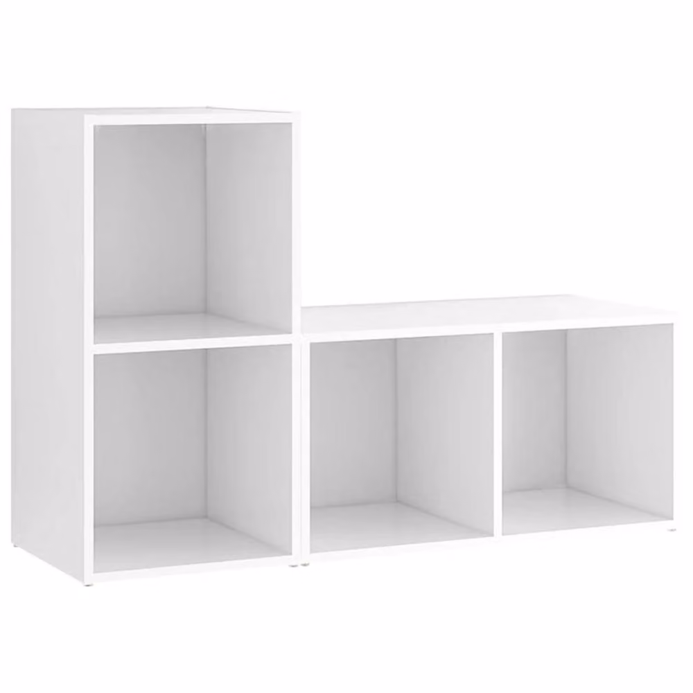 Berkfield Home Set of 2 White Minimalist TV Cabinets in Engineered Wood, W/D/H: 72 x 35 x 36.5 cm – 3