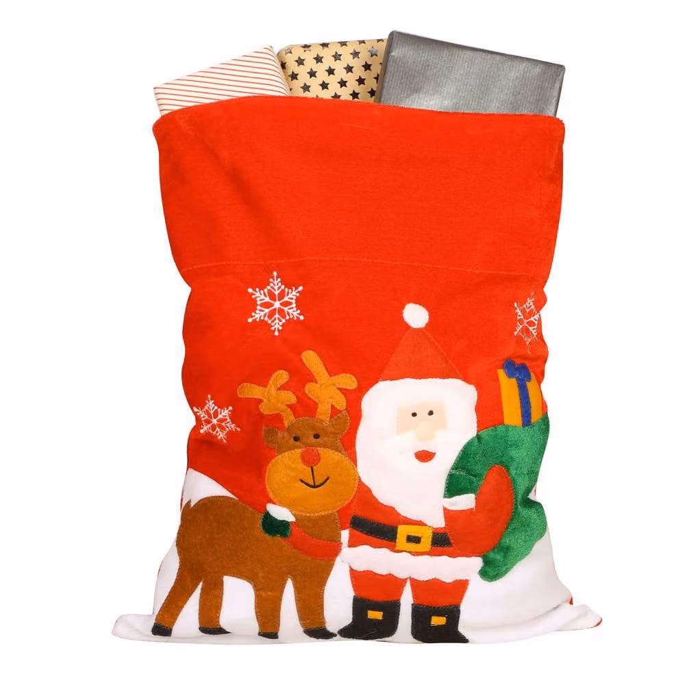 Dibor Festive Friends Red Santa Velvet Christmas Gift Sack – 1