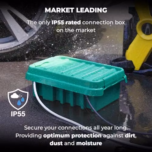 DRiBOX Large IP55 Weatherproof Outdoor Electrical Connection Box, Green, W/D/H: 40 x 31 x 14.5 cm – 3