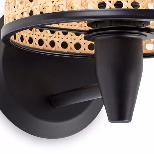 Netlighting Mambo Boho Rattan Wall Light with Shade in Black and Beige, W/D/H: 21 x 20 x 21 cm – 2