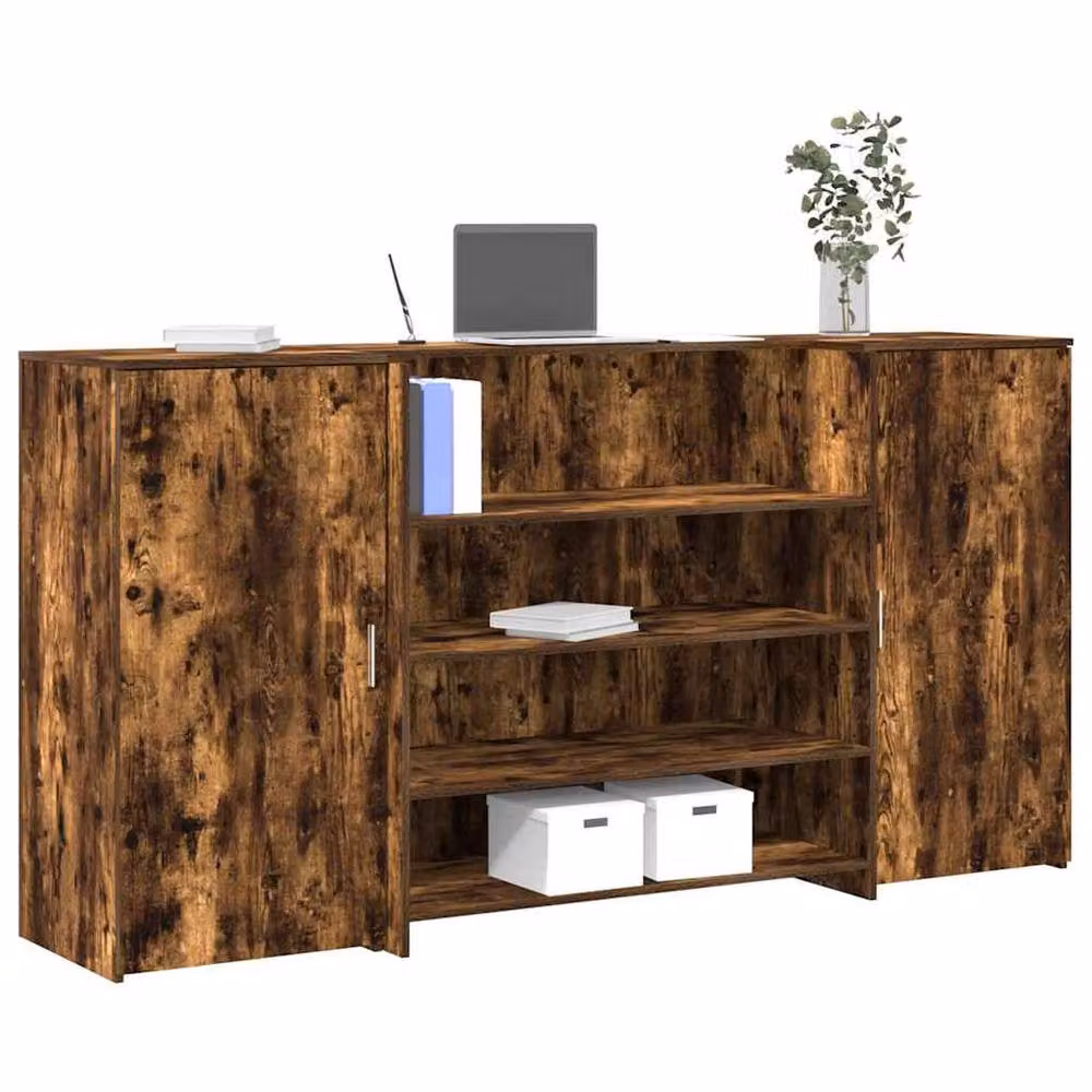 Berkfield Home Smoked Oak Reception Desk in Brown, W/D/H: 200 x 50 x 103.5 cm – 2