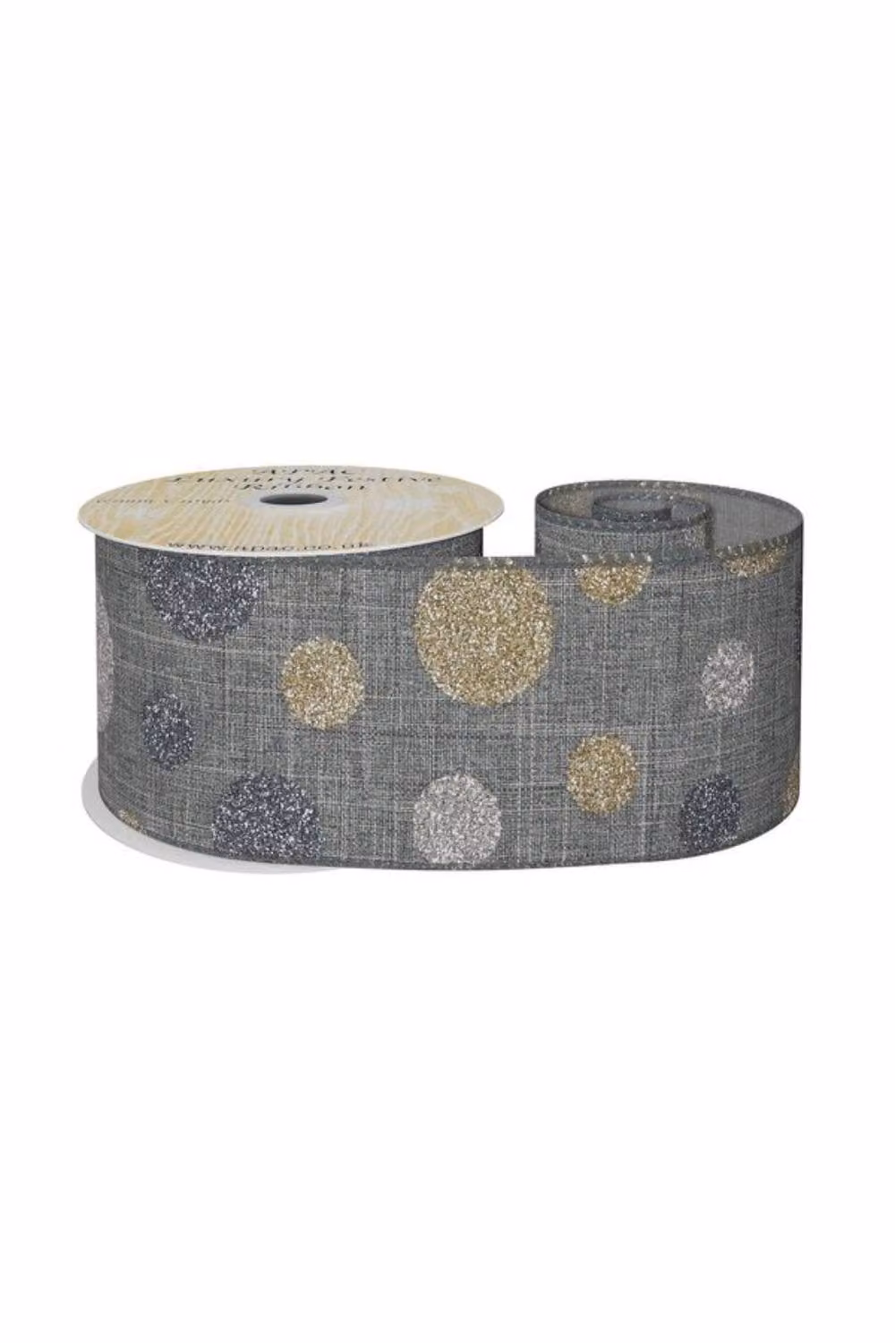 KDMD Grey Ribbon with Dots, Width: 6.3 cm, Length: 9.14 m – 2