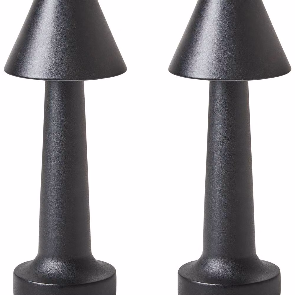 Wyld and Coco Set of 2 Black Minimalist Wireless Table Lamps with Dimmable Touch Control – 2