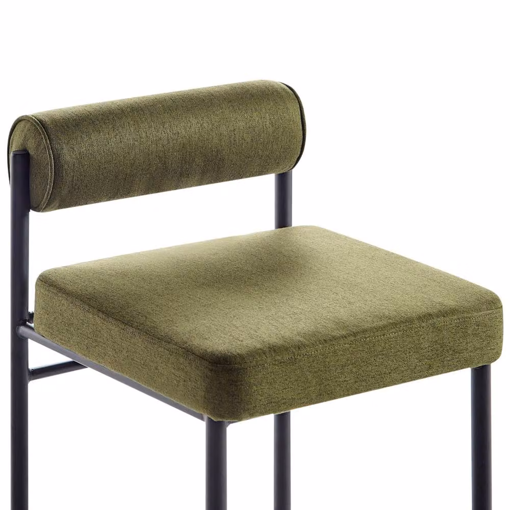 Wyld and Coco Set of 2 Green Polyester Bar Chairs with Black Metal Legs and Roll Backrest – 4