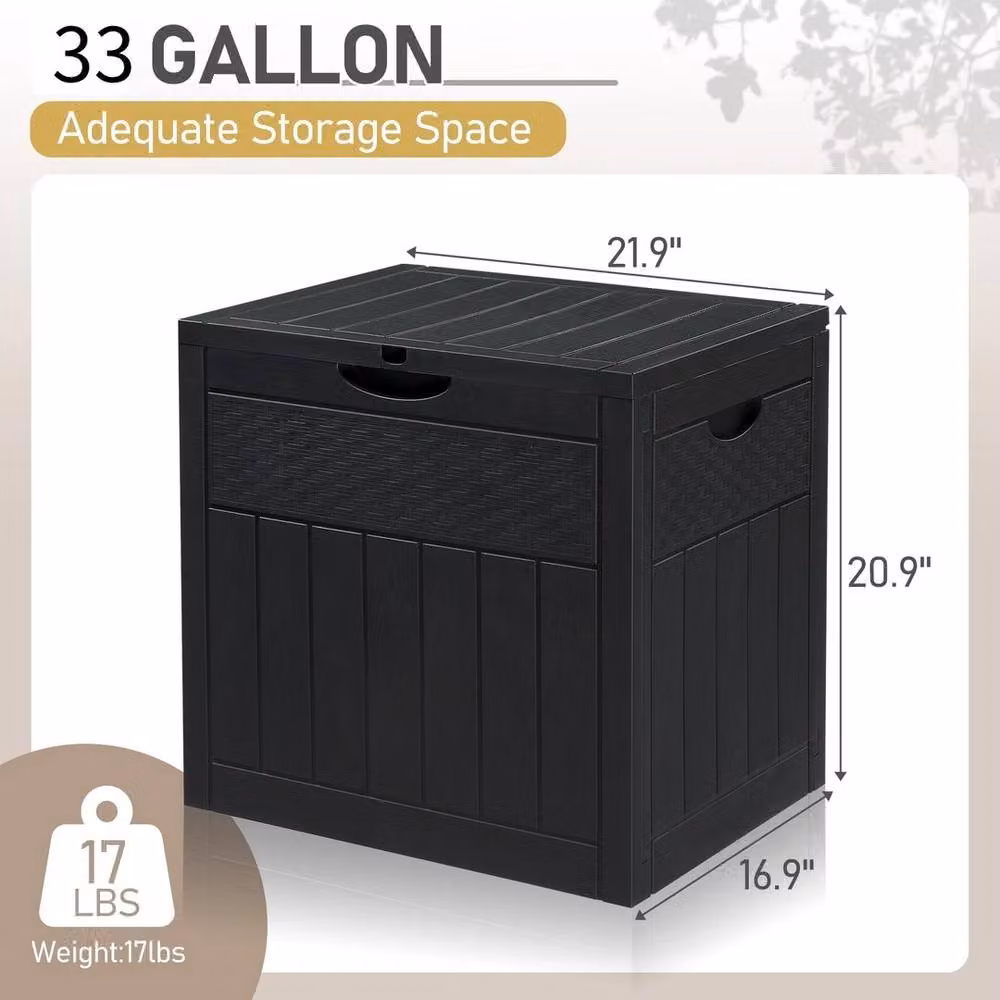 FLAVORA 126L Lockable Weatherproof Plastic Storage Box in Black – 2