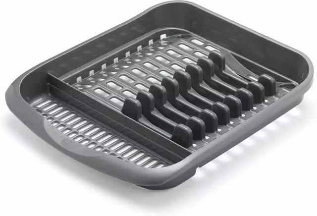 Addis Grey Plastic Freestanding Rectangular Plate Rack and Cutlery Holder