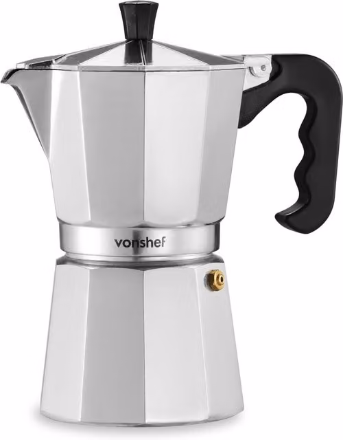 VonShef 6 Cup Stovetop Espresso Coffee Maker in Metallic Silver – 1