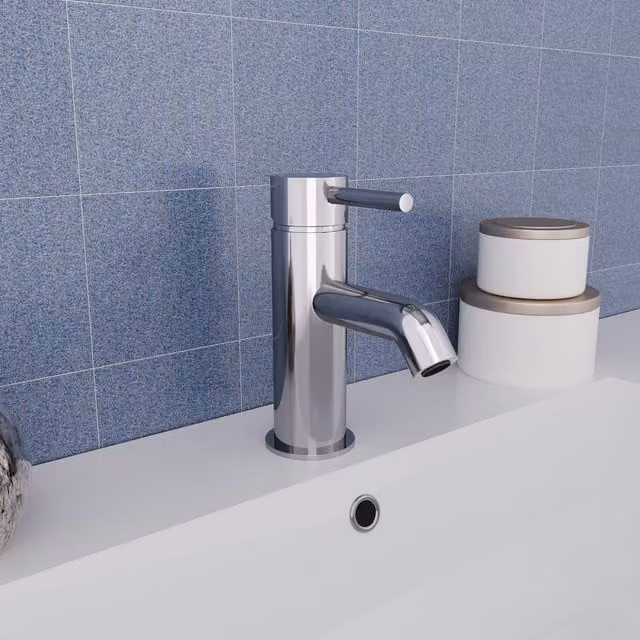 Nes Home Chrome Modern Round Cloakroom Basin Mono Mixer Tap in Silver – 1