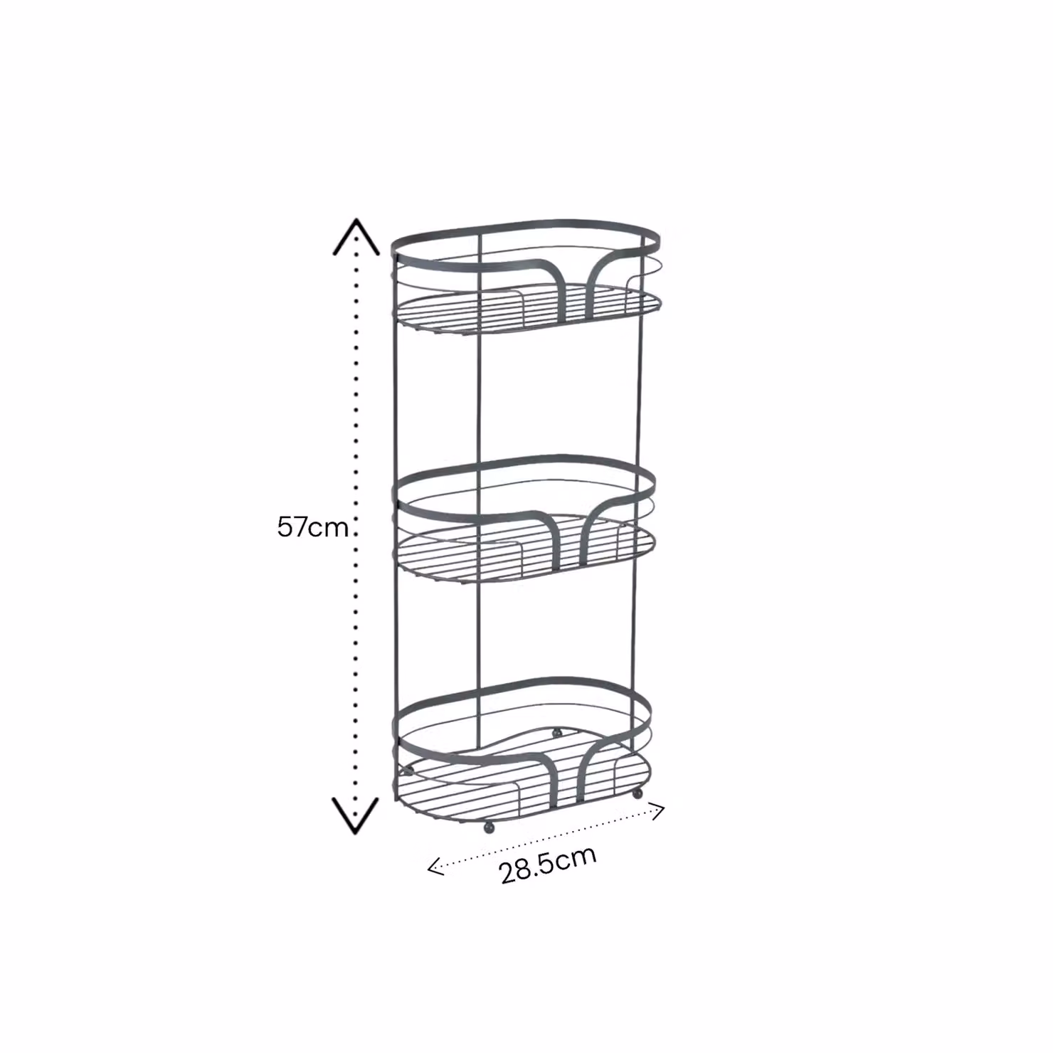 Showerdrape Dante 3-Tier Freestanding Metal Floor Caddy in Grey – 2