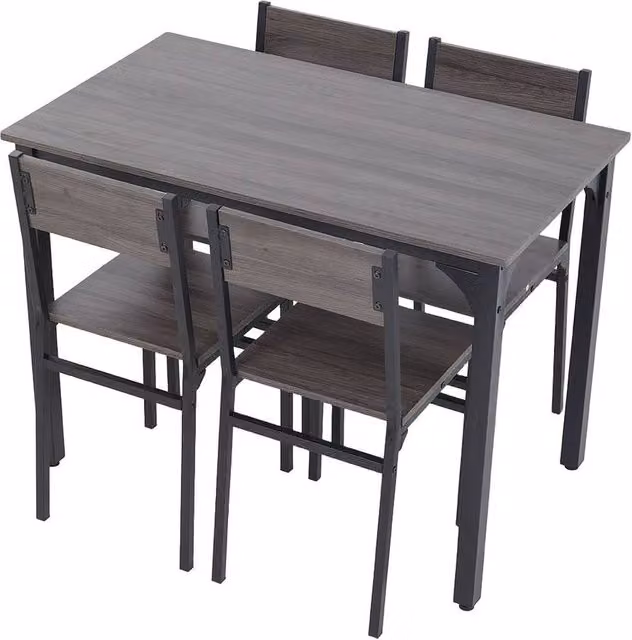 Garden Sanctuary 5-Piece Modern Rectangular Dining Table and Chairs Set in Grey