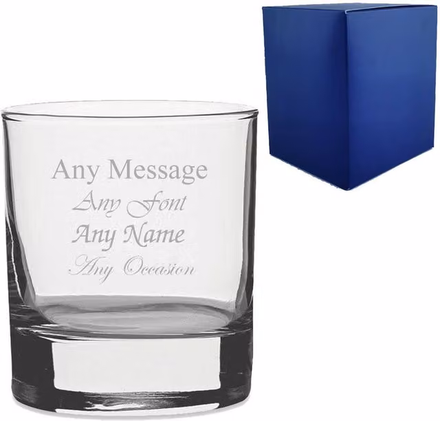 Uniqueful Personalised Engraved 11.5oz Whiskey Tumbler in Clear Glass