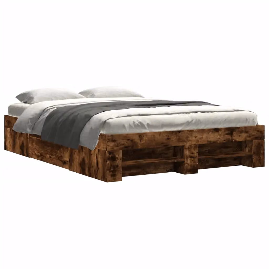 Berkfield Home Small Double Bed Frame in Smoked Oak Brown, W/D/H: 120 x 200 cm – 2