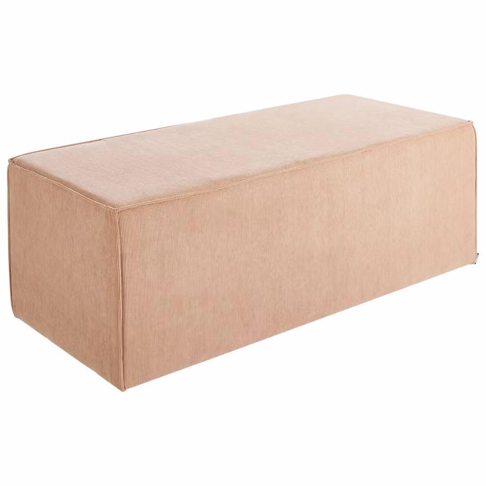 Wyld Haus Beige Corduroy Jumbo Pouffe Upholstered Bed Bench and Footstool – 2