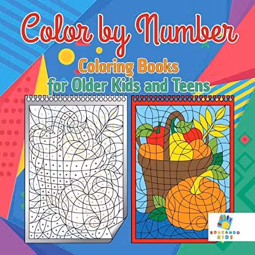 Educando Kids Colour by Number Coloring Books for Older Kids and Teenagers, Multicolour, W: 21.59 cm, H: 21.59 cm
