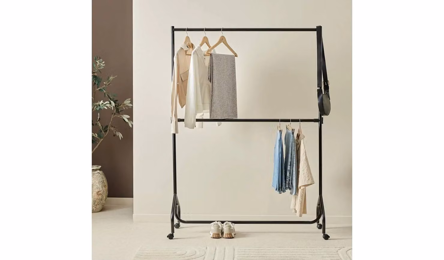 Argos Heavy Duty Matt Black Metal Clothes Rail, W/D/H: 120 x 50 x 167 cm