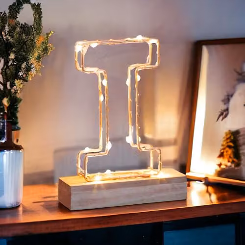 Echo Three Light Up Letter I LED Alphabet Wire Frame Letter Light in Rose Gold – 2