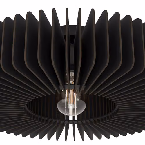 Eglo Palombaia Round Wooden Ceiling Light in Black – 3
