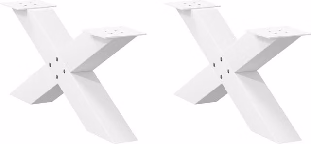 Berkfield Home X-Shaped Steel Coffee Table Legs, 2 Pieces, White, H: 70 cm, W: 30-31 cm