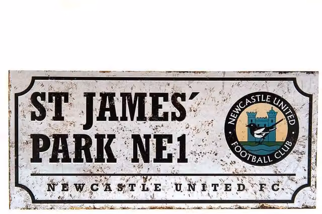 Newcastle United FC Retro Metal Hanging Street Sign in Black