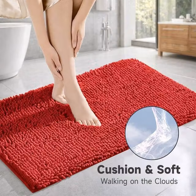 YnysTec Non-slip Water-absorbent Bathroom Mat and Hallway Rug in Red, W: 40 cm, L: 120 cm