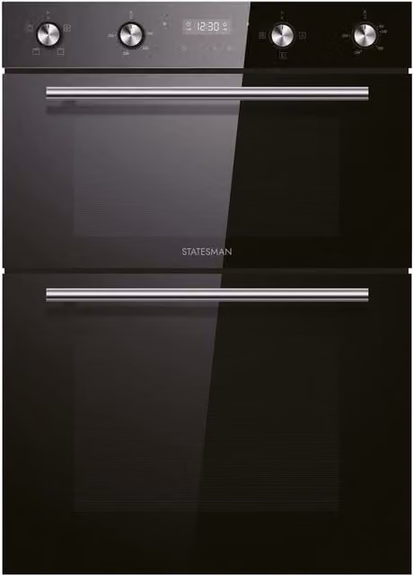 Statesman Built-In Black Electric Multifunctional Combi Double Convection Oven with Glass Finish