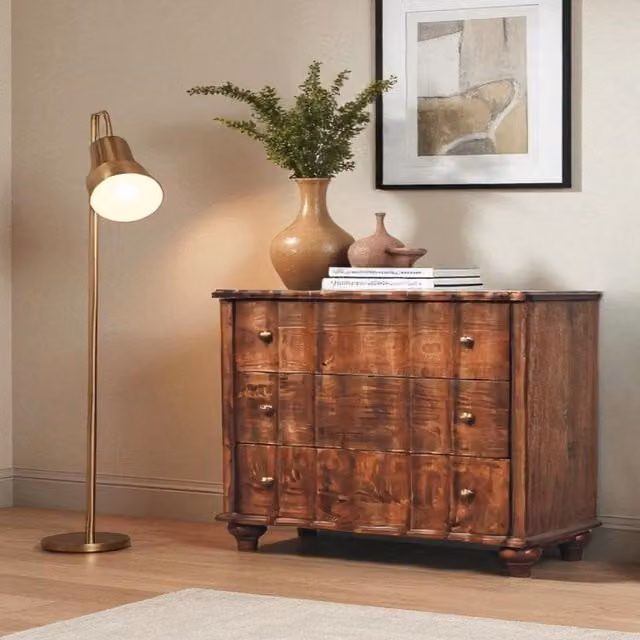 Artisan Furniture Lume Roasted Mango Wood Panel Chest in Brown